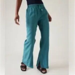 Athleta Teal Retreat Linen Wide-leg Pants